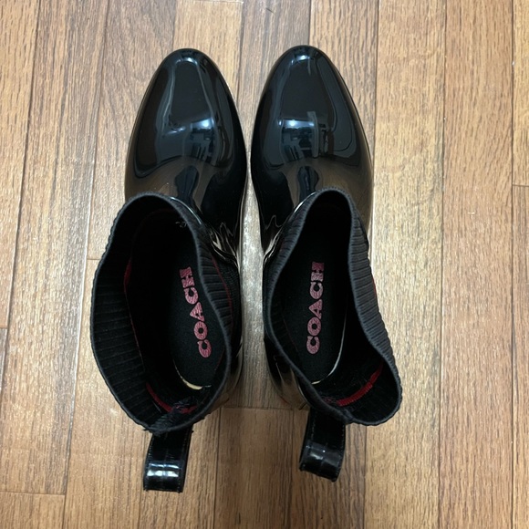 COACH Chelsea rain Boot Women's Black ! - Picture 3 of 10
